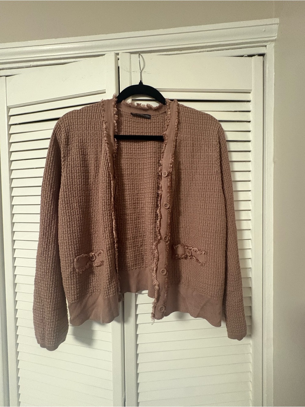 Adrianna Papell Dusty Rose Waffle-Knit Button Cardigan
